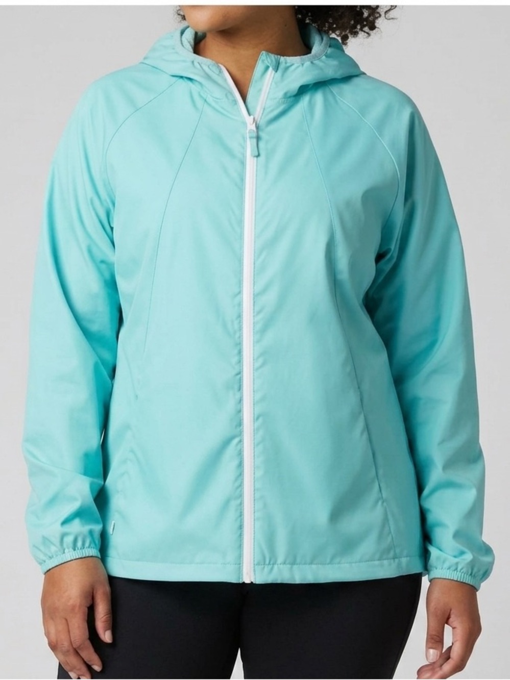 😍SHOW SPECIAL Athletic Works Turquoise Rain Jacket Hood Pockets Petite XL